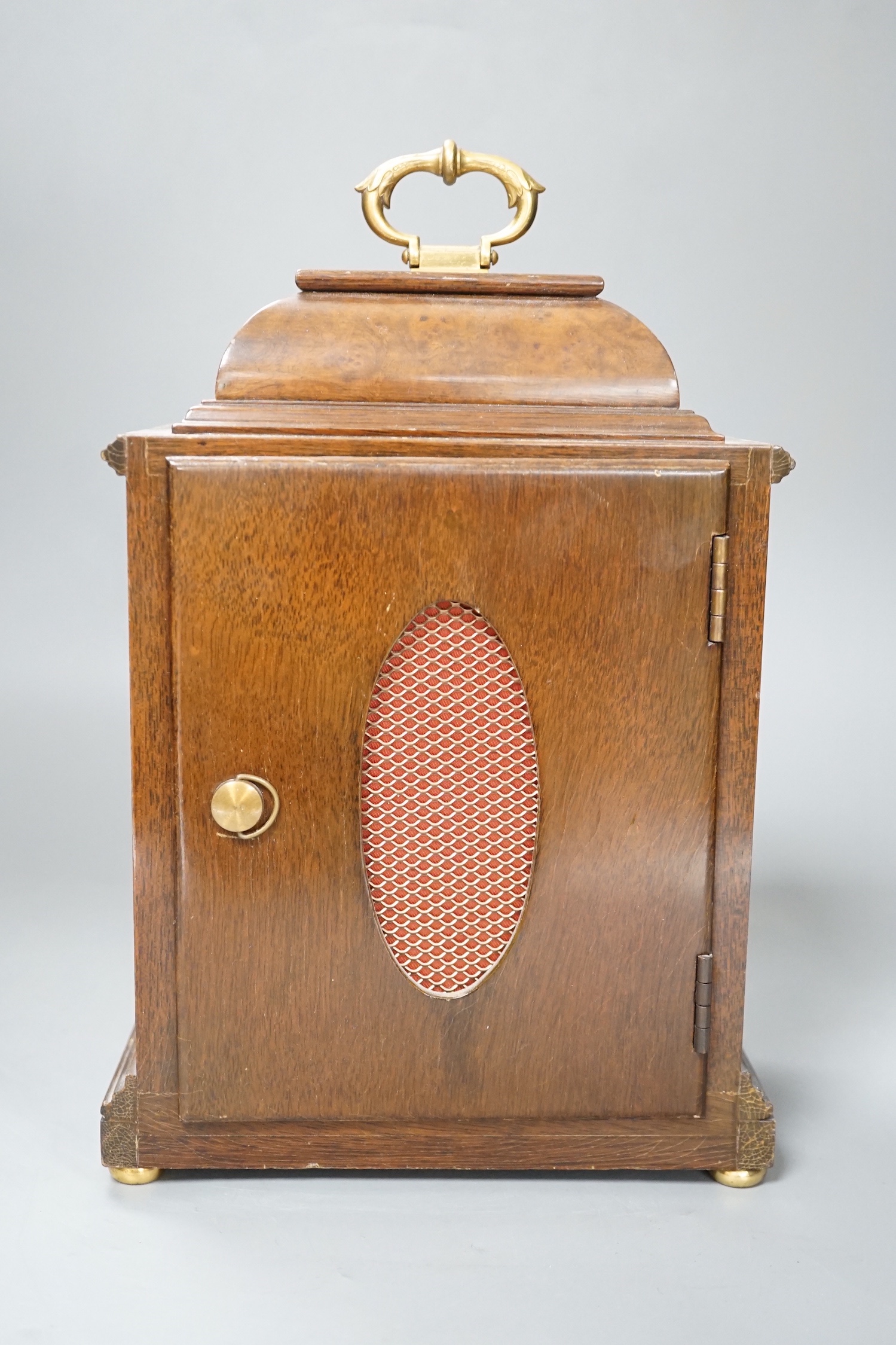 An Elliott burr walnut mantel clock - 27cm high